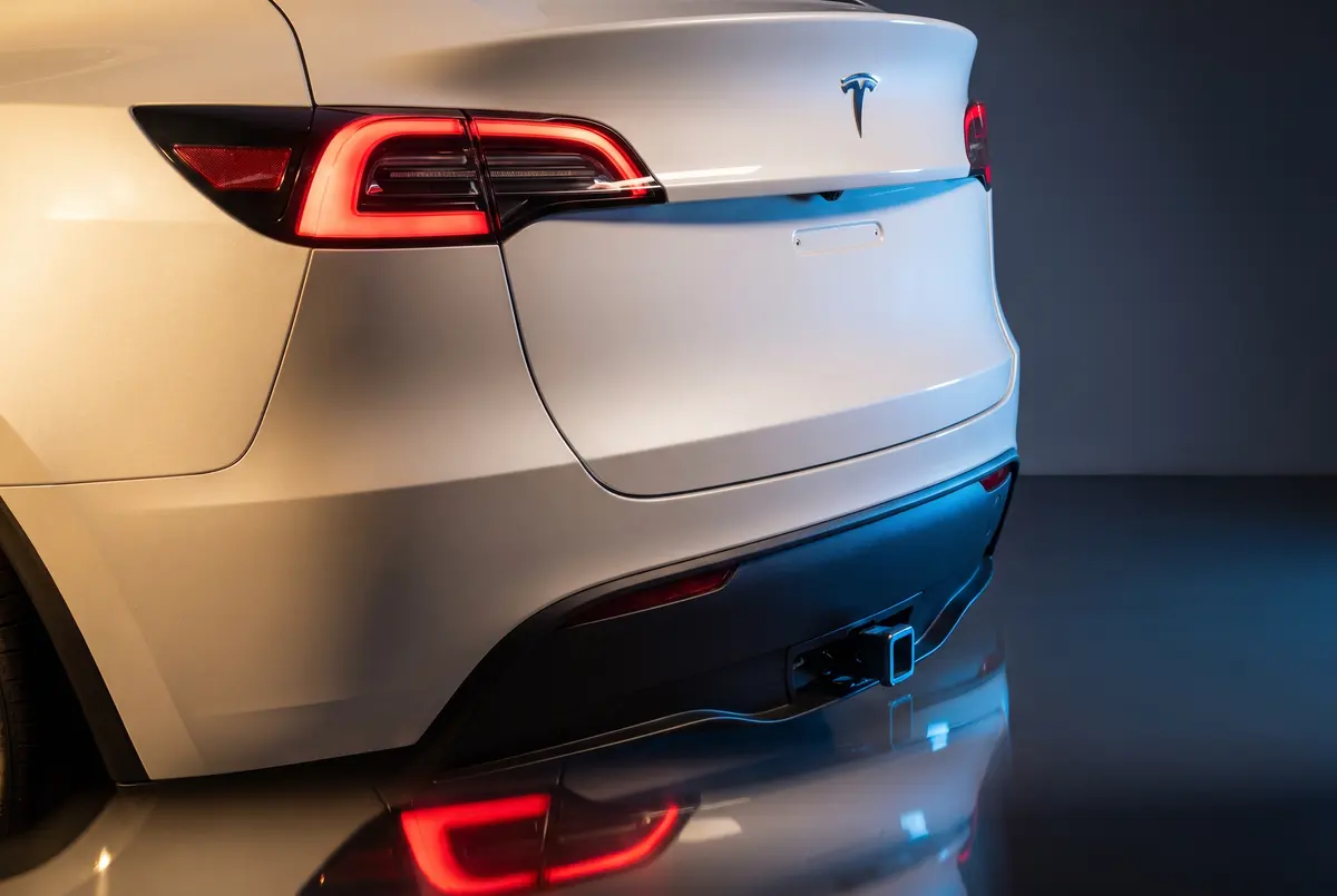 Detail van een Tesla Model Y