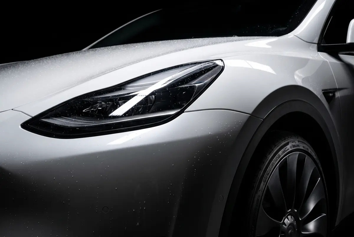 Detail van een Tesla